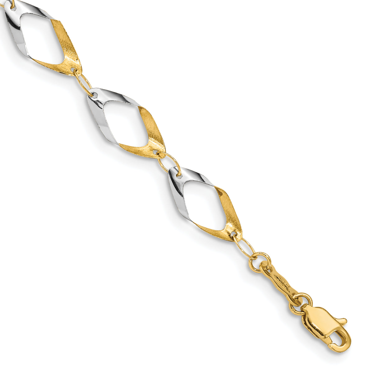 14K and White Rhodium Oval Link Chain Bracelet-FB1354-7