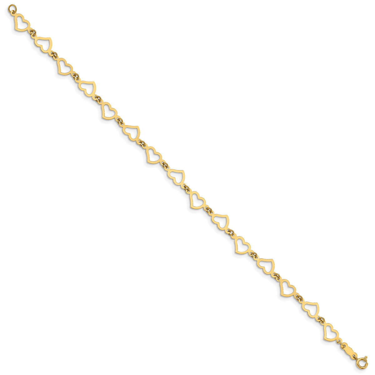 14K Flat Open Hearts Bracelet-FB1357-7.5