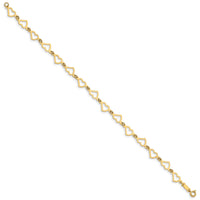 14K Flat Open Hearts Bracelet-FB1357-7.5