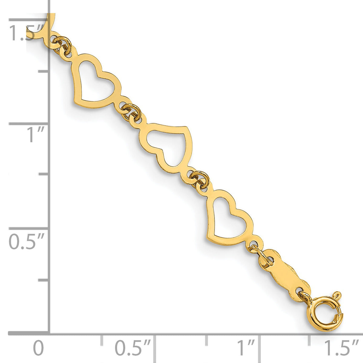14K Flat Open Hearts Bracelet-FB1357-7.5