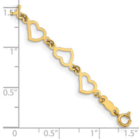 14K Flat Open Hearts Bracelet-FB1357-7.5