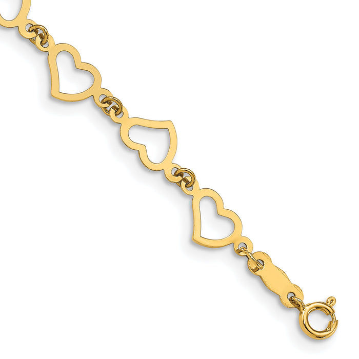 14K Flat Open Hearts Bracelet-FB1357-6