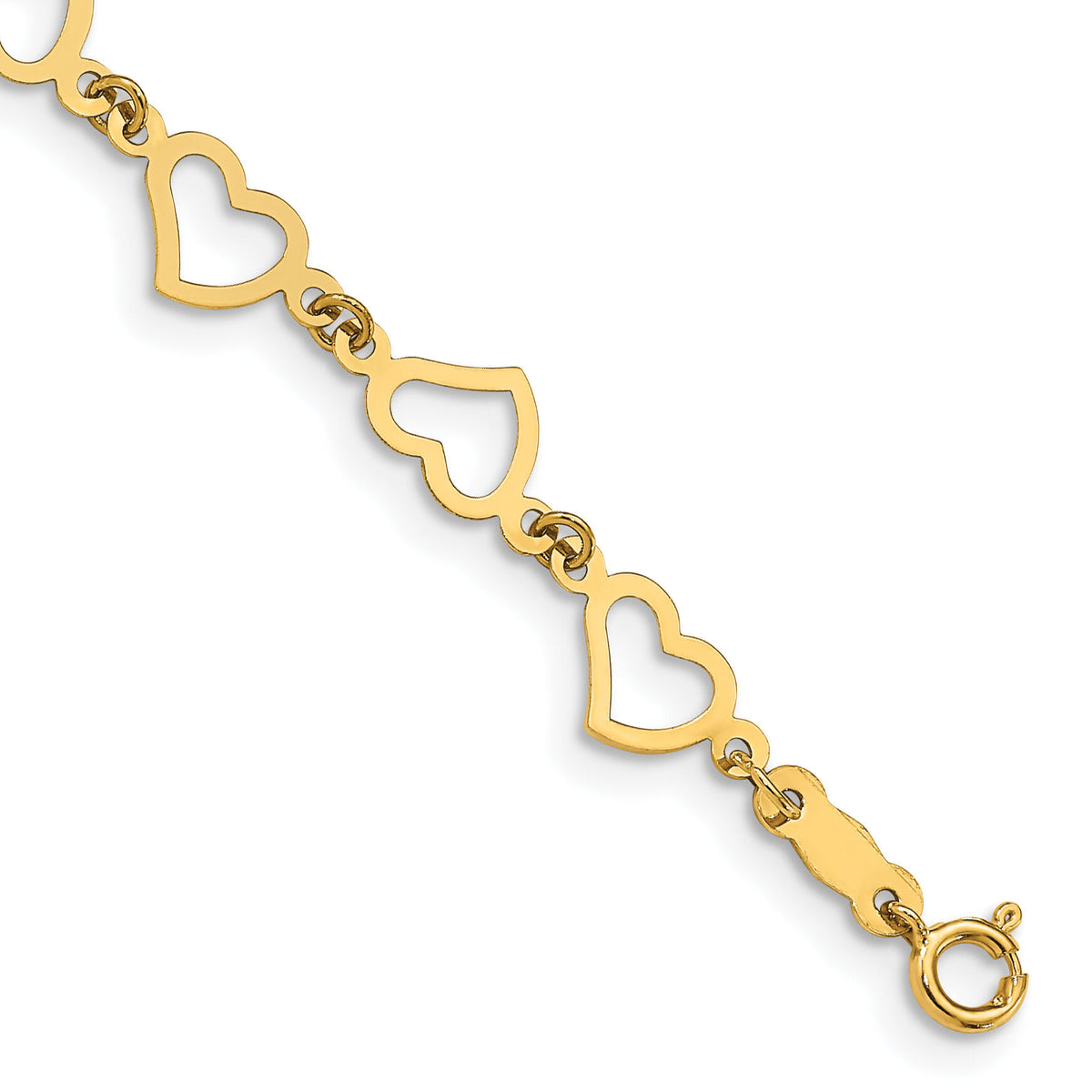 14K Flat Open Hearts Bracelet-FB1357-7.5
