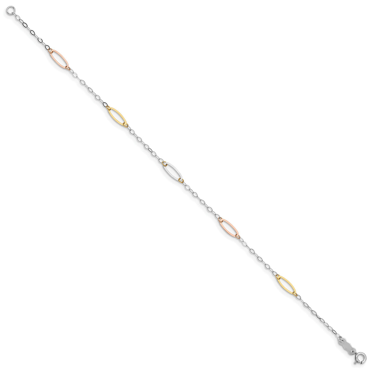 14K Tri-color Oval Link Bracelet-FB1371-7.5