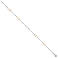 14K Tri-color Oval Link Bracelet-FB1371-7.5