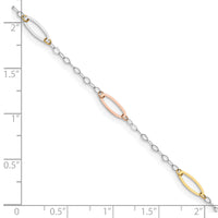 14K Tri-color Oval Link Bracelet-FB1371-7.5