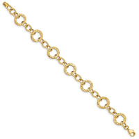 14k Polished and Textured Fancy Link Bracelet-FB1396-7.25