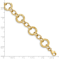 14k Polished and Textured Fancy Link Bracelet-FB1396-7.25