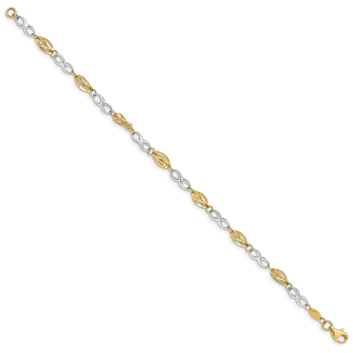 14K Two-Tone Polished Infinity Symbol 7.5in Bracelet-FB1417-7.5