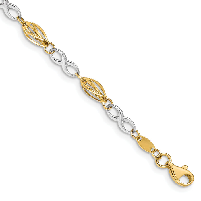 14K Two-Tone Polished Infinity Symbol 7.5in Bracelet-FB1417-7.5
