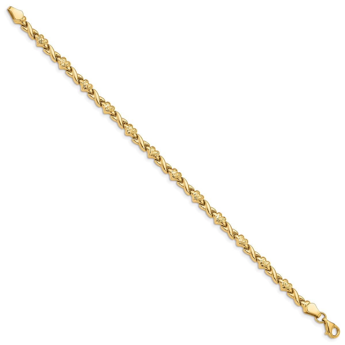 14k Polished D/C Heart 7in Bracelet-FB1431-7
