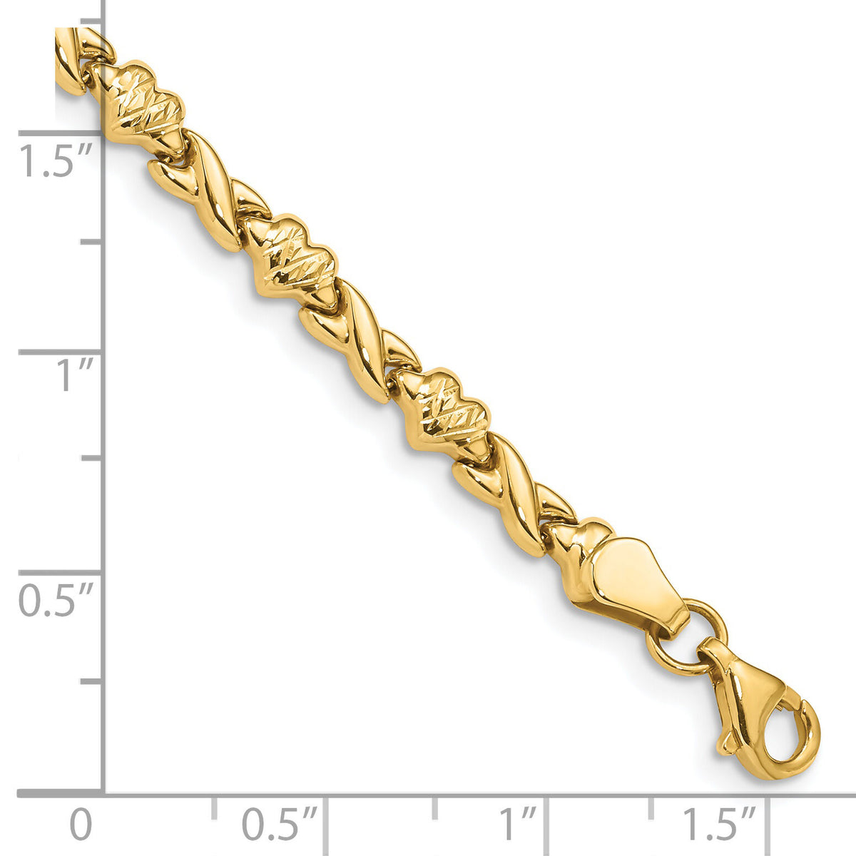 14k Polished D/C Heart 7in Bracelet-FB1431-7