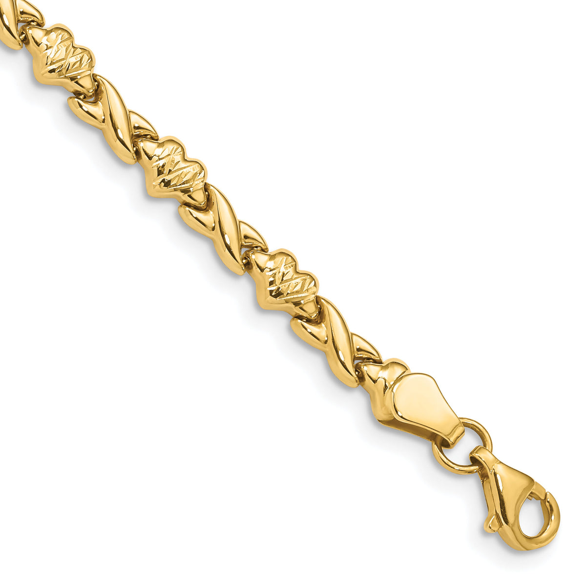14k Polished D/C Heart 7in Bracelet-FB1431-7