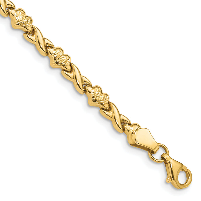 14k Polished D/C Heart 7in Bracelet-FB1431-7