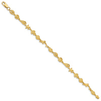 14K Gold Polished and Textured Sea Life Bracelet-FB1443-7.25
