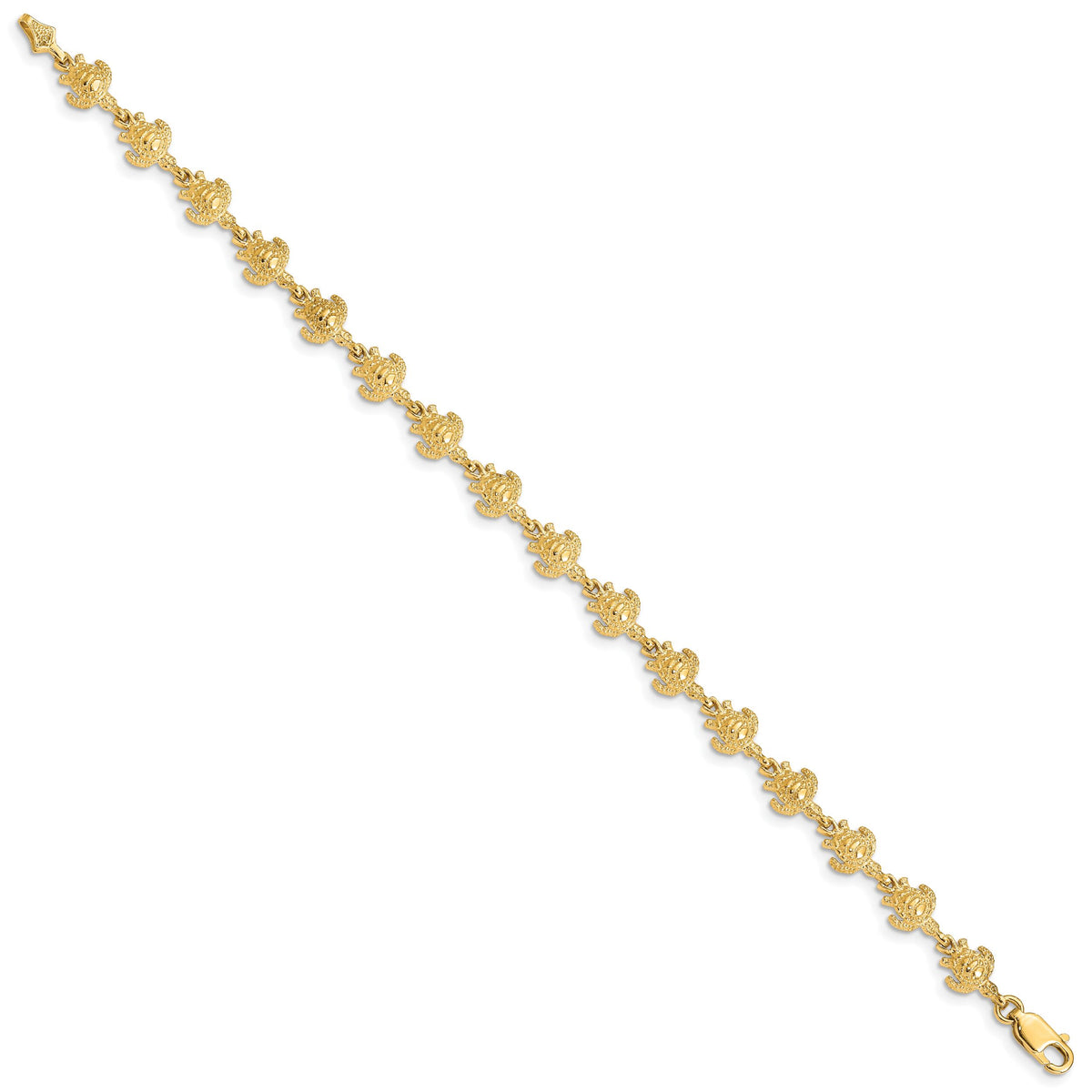14K Gold Polished and Textured Turtle Bracelet-FB1444-7