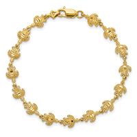 14K Gold Polished and Textured Turtle Bracelet-FB1444-7