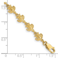 14K Gold Polished and Textured Turtle Bracelet-FB1444-7