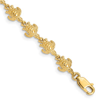 14K Gold Polished and Textured Turtle Bracelet-FB1444-7