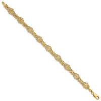 14K Fancy Floral Link Bracelet-FB1449-7.5