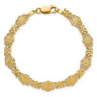 14K Fancy Floral Link Bracelet-FB1449-7.5