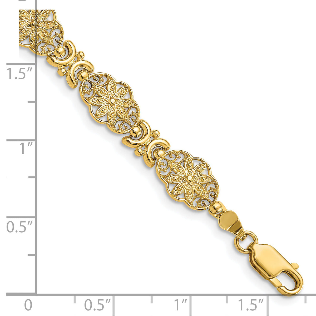 14K Fancy Floral Link Bracelet-FB1449-7.5