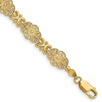 14K Fancy Floral Link Bracelet-FB1449-7.5