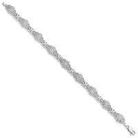 14K White Gold  Fancy Floral Link Bracelet-FB1449W-7.5