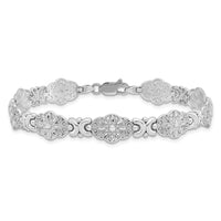 14K White Gold  Fancy Floral Link Bracelet-FB1449W-7.5