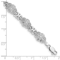 14K White Gold  Fancy Floral Link Bracelet-FB1449W-7.5