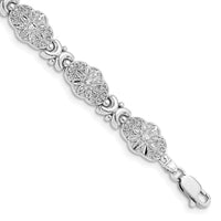 14K White Gold  Fancy Floral Link Bracelet-FB1449W-7.5
