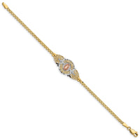 14k Two-Tone w/Rhodium Our Lady of Guadalupe Bracelet-FB1455-7