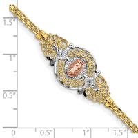 14k Two-Tone w/Rhodium Our Lady of Guadalupe Bracelet-FB1455-7