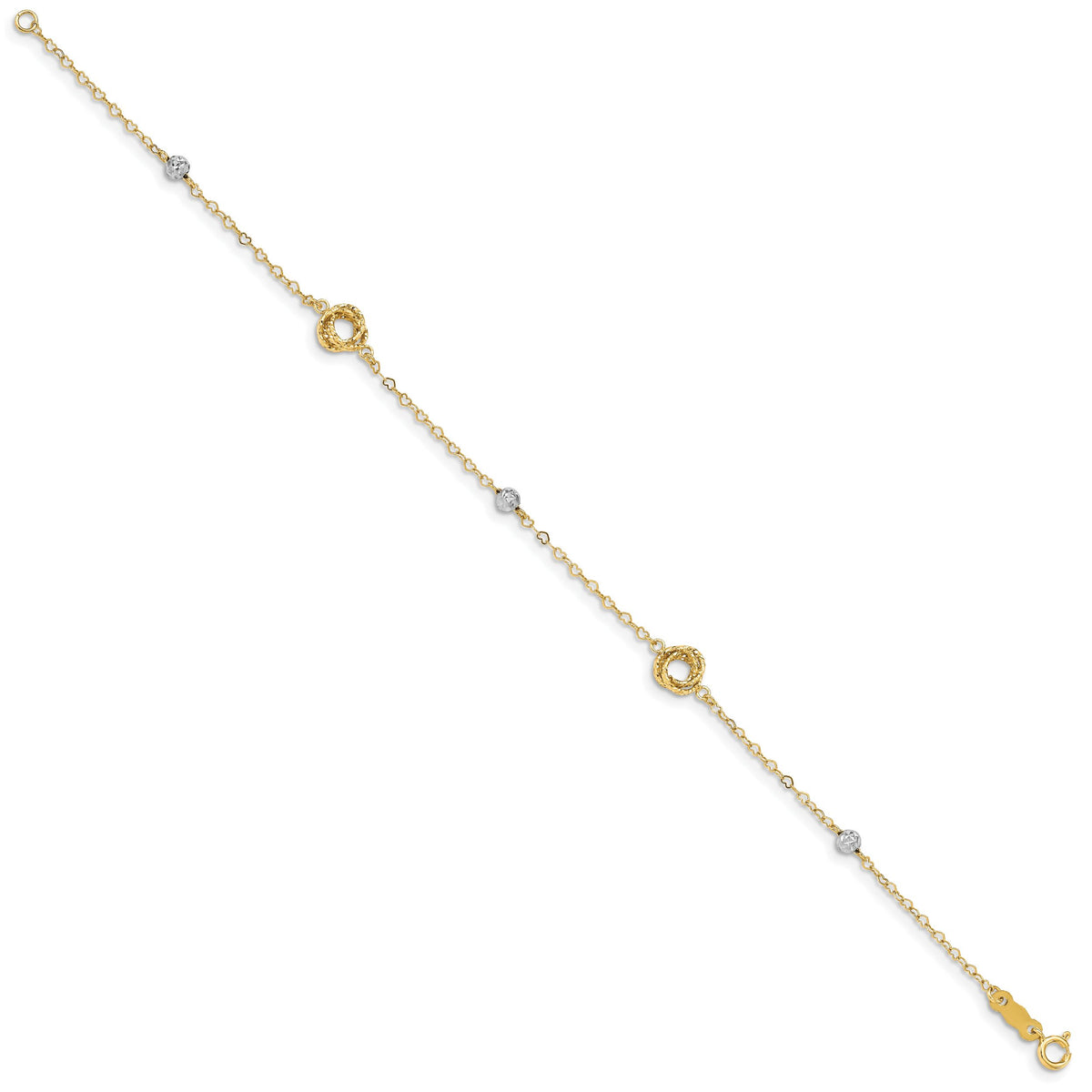 14k Two-tone Love Knots on Small Heart Link Bracelet-FB1466-7.5