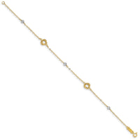 14k Two-tone Love Knots on Small Heart Link Bracelet-FB1466-7.5