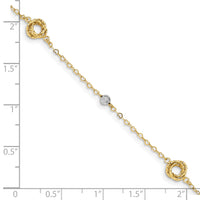 14k Two-tone Love Knots on Small Heart Link Bracelet-FB1466-7.5