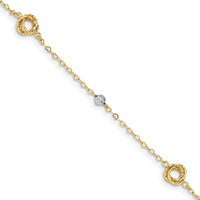 14k Two-tone Love Knots on Small Heart Link Bracelet-FB1466-7.5
