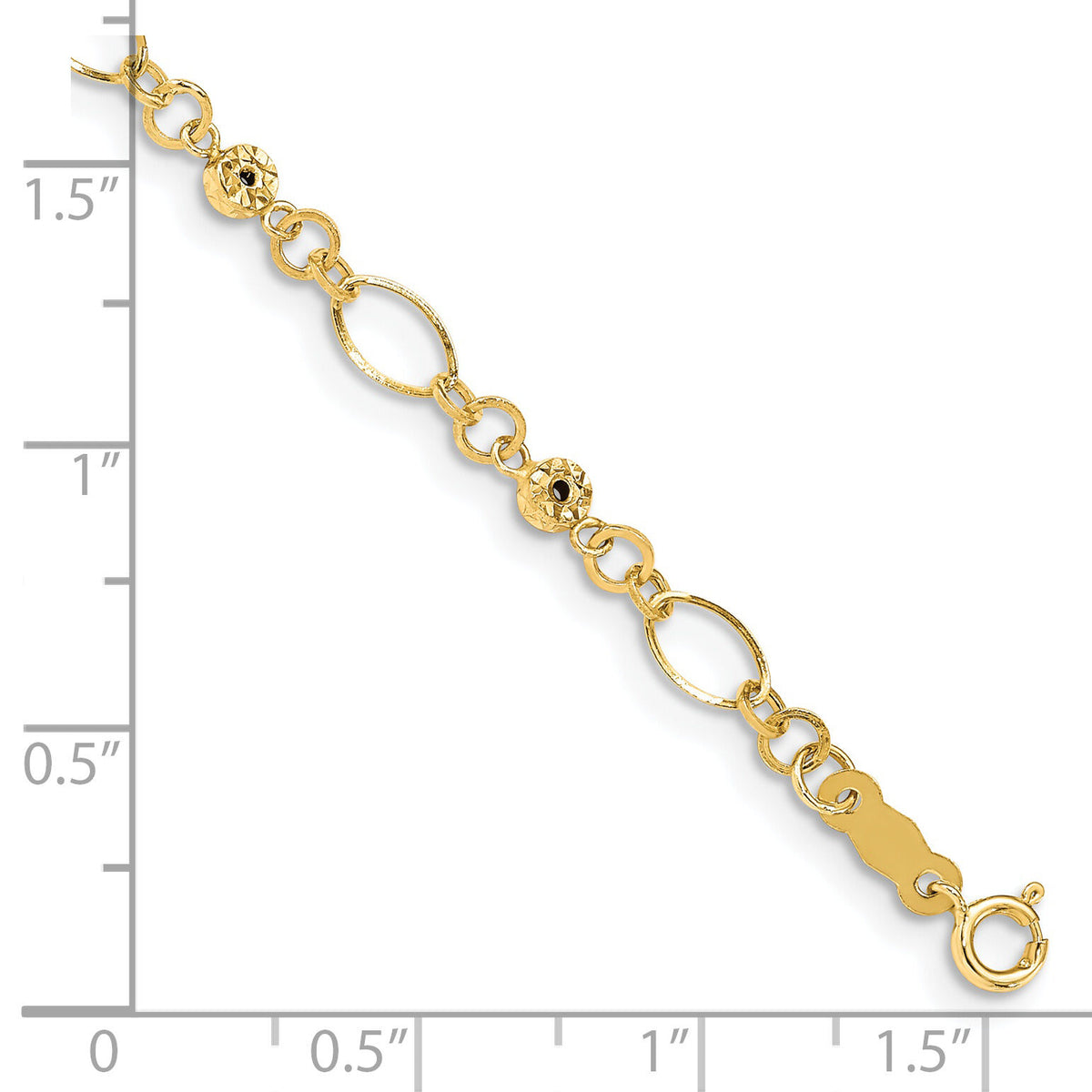 14k Polished Diamond-cut Ovals & Donut Beads Bracelet-FB1467-7.5