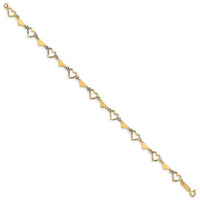 14k Polished Diamond-cut Open & Stamp Heart Bracelet-FB1481-7.5