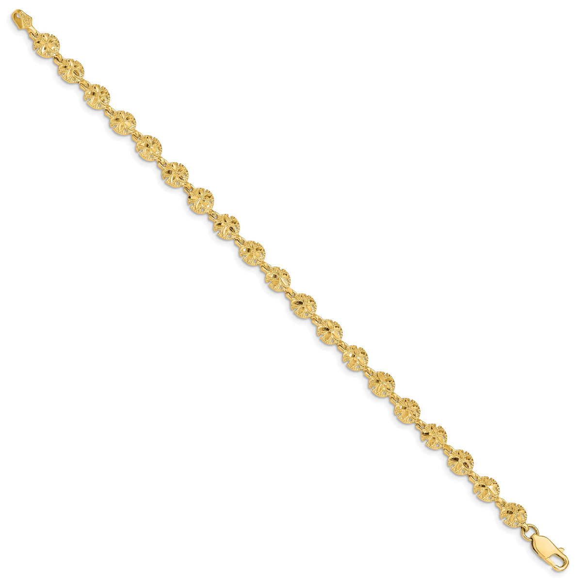 14k Polished and Textured Sand Dollar 7.25 inch Bracelet-FB1495-7.25