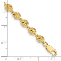 14k Polished and Textured Sand Dollar 7.25 inch Bracelet-FB1495-7.25