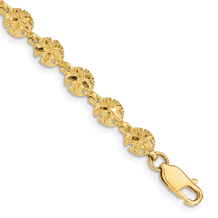 14k Polished and Textured Sand Dollar 7.25 inch Bracelet-FB1495-7.25