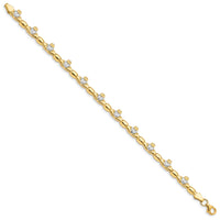 14K w/ Rhodium D/C Claddagh Polished Link Bracelet-FB1496-7.25