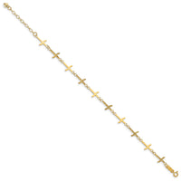 14k Polished Diamond-cut Crosses w/1in. Ext. Bracelet-FB1498-7