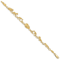 14k Polished and Textured Noah's Ark 7 inch Bracelet-FB1504-7
