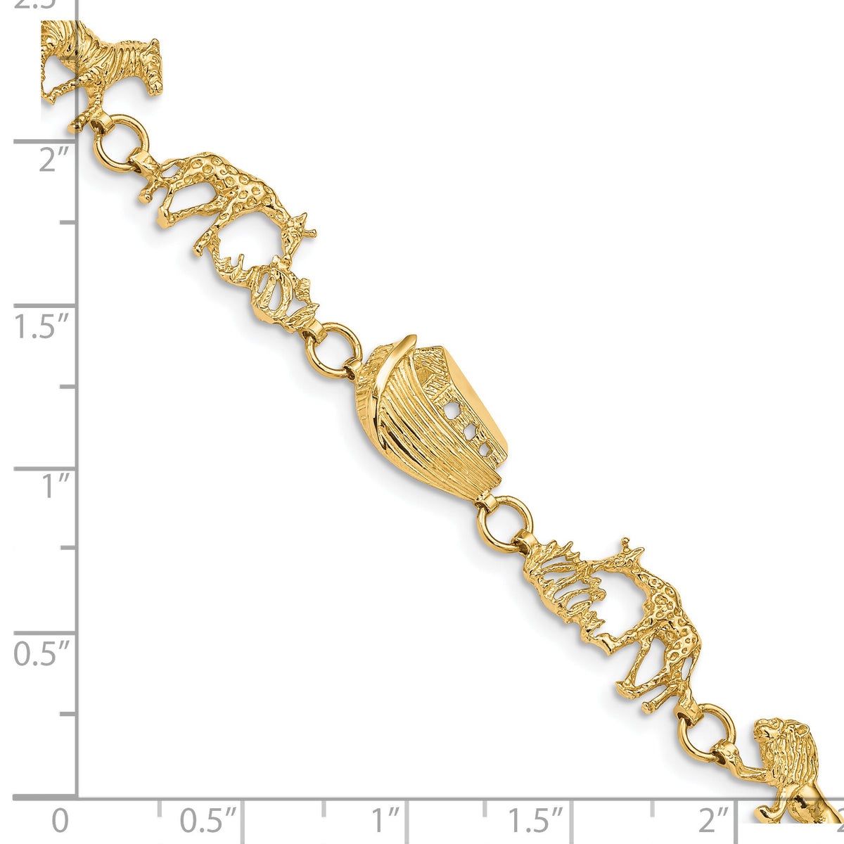 14k Polished and Textured Noah's Ark 7 inch Bracelet-FB1504-7