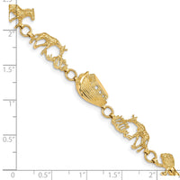 14k Polished and Textured Noah's Ark 7 inch Bracelet-FB1504-7