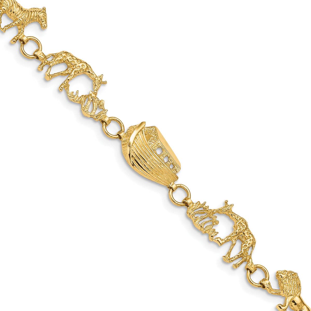 14k Polished and Textured Noah's Ark 7 inch Bracelet-FB1504-7