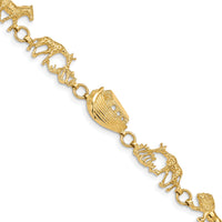 14k Polished and Textured Noah's Ark 7 inch Bracelet-FB1504-7