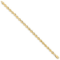 14k Polished Diamond-cut Leaf 7 inch Bracelet-FB1510-7